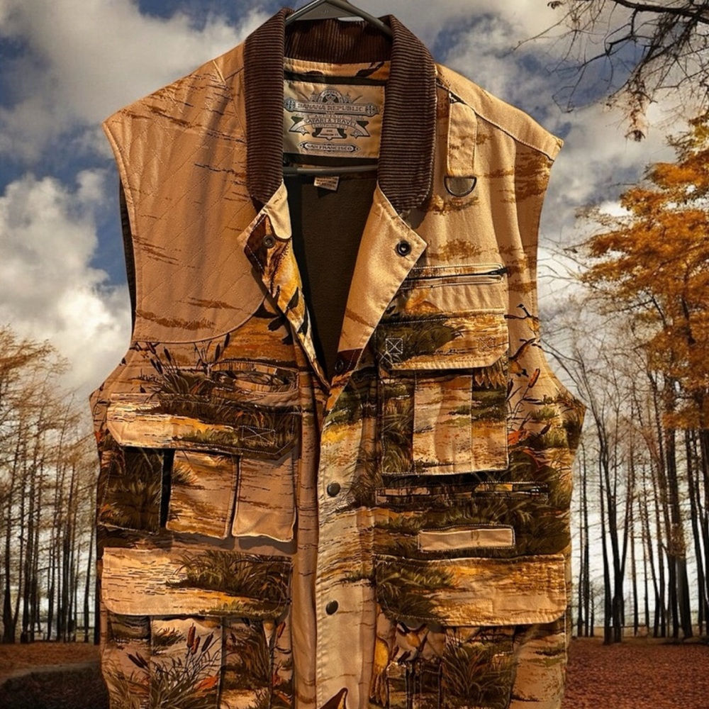 Banana Republic Cream and Brown Utility Vest